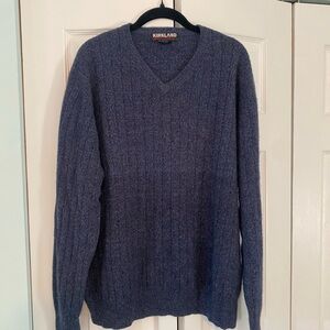Kirkland Signature Blue V-Neck Cashmere Sweater